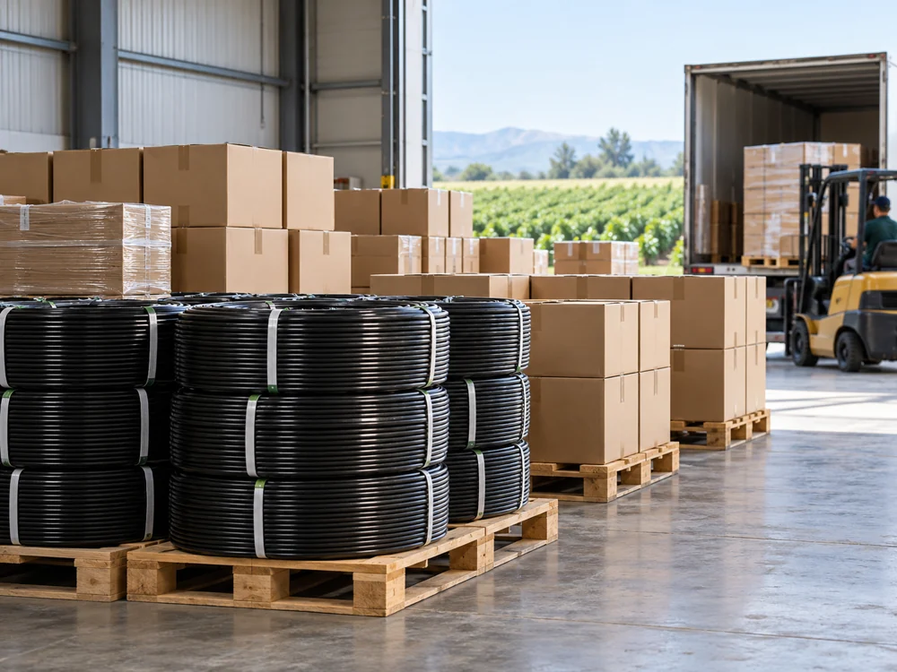 Illustrative drip tape packaging and dispatch area