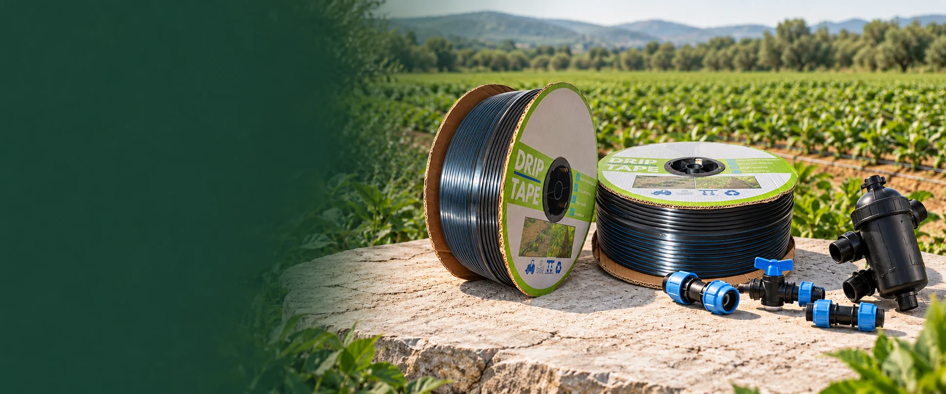 Illustrative drip tapes and irrigation fittings