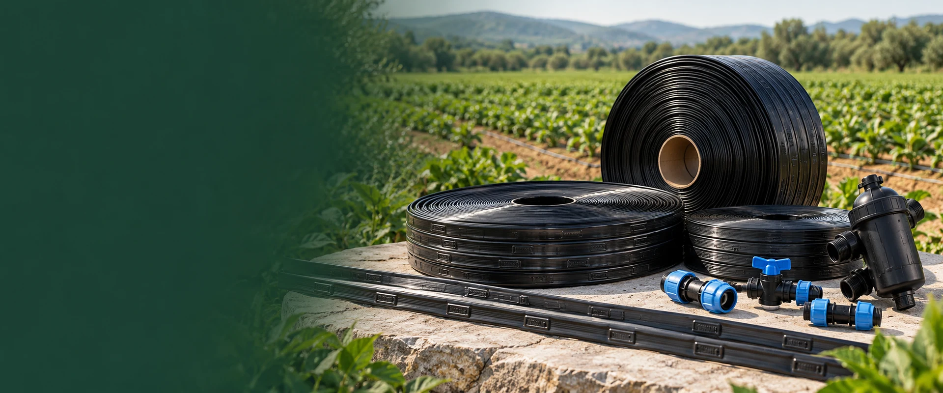 Illustrative drip tapes and irrigation fittings